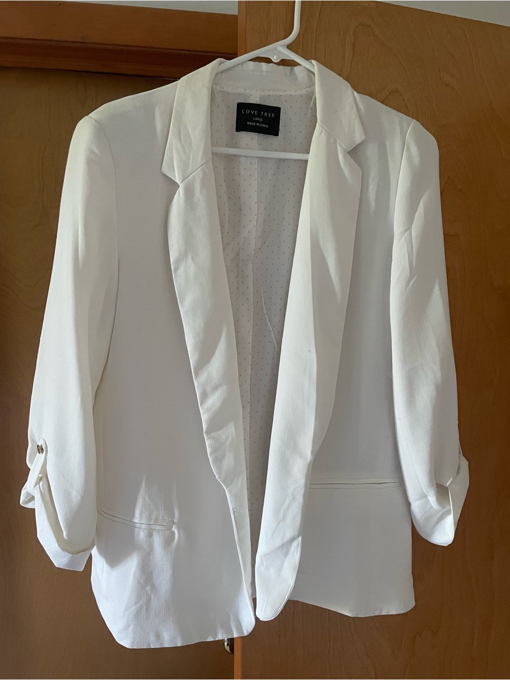 Love Tree White Open-Front Light Weight Blazer for Women